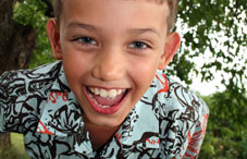 A boy laughing