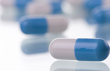 Blue and white pills