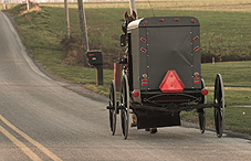 Amish buggy driving down the road