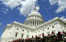 Upward shot of U.S. Capitol