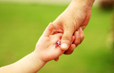 Parent holding childs hand