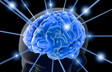 Illustration of beams into the brain