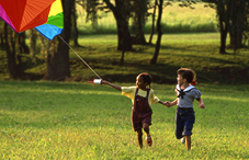 Children flying a kite