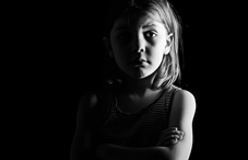 Black and white portrait of girl