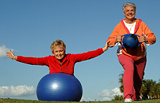 Senior women working out
