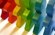 Wooden rainbow people