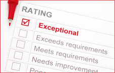 Rating form with red pen