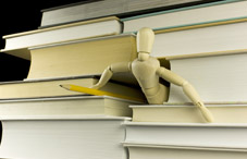 Student figure striving in books