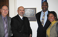 Dr. Eugene Farber, Bob Bongiovanni, MA, Leo Rennie, MPA, and Dr. Scyatta Wallace outside of Congressman Jose Serrano's Washington, D.C., office.