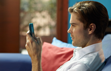 Man engrossed with cell phone