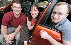 Graduate students Erik Nelson, Jane Barrow and Daniel Roberts