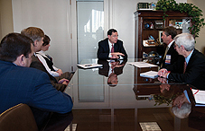 Left to right: Dr. Timothy Blaney, Dr. ShawnPowell, Dr. Esther Saville, Sen. John Barrasso (R-Wyo.), Dr. Hollis Hackman and Larry Biggio