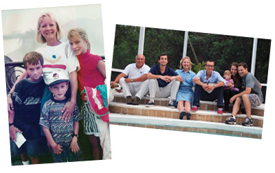 Two of Dr. Antonio Puente’s three children became psychologists. At left, the family visits Niagara Falls on the way to APA’s 1993 Annual Convention in Toronto. Above, the Puentes gathered for a family reunion during APA’s 2012 Annual Convention in Orlando. Left to right: Dr. Antonio Puente, Dr. Nicolas Puente, Linda Puente, Lucas Puente, Kata Trefz, Dr. Krista Puente Trefz and Greg Trefz.