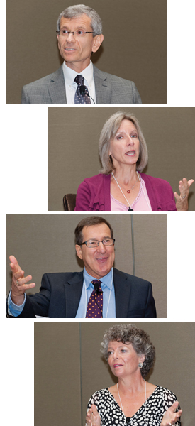 The Science Leadership Conference included a panel discussion with psychologists who serve as academic administrators. From the top: Isaac Prilleltensky of the University of Miami, Dr. Valerie G. Hardcastle of the University of Cincinnati, Dr. Ronald T. Brown of Wayne State University, and Dr. Camilla P. Benbow of Vanderbilt