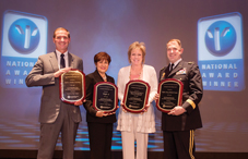 Four leaders accepted APA’s 2013 Psychologically Healthy Workplace Awards at the State Leadership Conference. From left to right: Brian J. Bowers, for Bowers + Kubota Consulting; Iraida T. Ojeda, for Triple-S; Patricia Strusowski, for Christiana Care Health System’s Cancer Care Management Department; and Brigadier General Brian Lein for Tripler Army Medical Center.