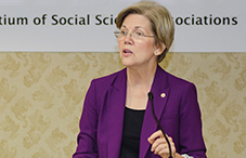 Sen. Elizabeth Warren (D-Mass.) has a long list of questions for researchers today. (credit: Chris Flynn and COSSA)