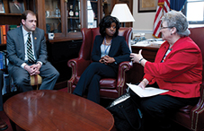 Dr. Felicia Smith, president of the Kentucky Psychological Association (middle), and Dr. Sheila Schuster (far right), federal advocacy coordinator for KPA, meet with Rep. Andy Barr (R-Ky.) to discuss beneficiary access to Medicare services in Kentucky.