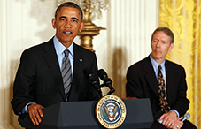 U.S. President Barack Obama talks at the White House Healthy Kids and Safe Sports Concussion Summit on May 29 with psychologist Dr. Gerard Gioia. (credit: Larry Downing / Reuters Pictures)