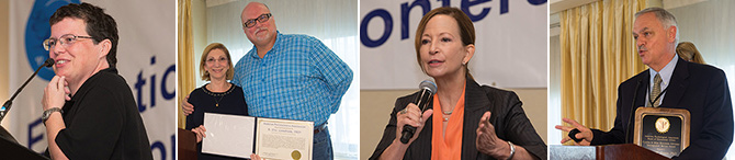 (L to R): Sue Frantz; APA President Dr. Nadine J. Kaslow awards Dr. R. Eric Landrum with a presidential citation; Dr. Cathy Sandeen; Dr. Joseph Evans (credit: Nick Crettier)