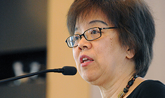 Dr. Larke Huang, director of SAMHSA’s Office of Behavioral Health Equity, welcomed participants to the meeting. (credit: Lloyd Wolf)