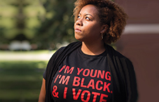 Doctoral candidate Della Mosley created the Student Led Activism: Mobilizing for Justice Post #Ferguson website. (credit: David Stephenson)