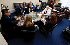 Rep. Mike Thompson (D-Calif.) (in white shirt) spoke with leaders from the California Psychological Association about patient access to psychological services in Medicare.