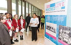 St. John’s College High School senior Elon Epps introduces AP Psychology students from Baltimore’s Mercy High School to “I Am Psyched Museum Day Live! — Inspiring Stories, Inspiring Lives: Women of Color to Pursue Psychology.” 