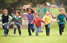 Children running in the park