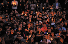 Students gather in 2014 for a candlelight vigil on the University of California, Santa Barbara, campus to remember those killed during a rampage in nearby Isla Vista.
