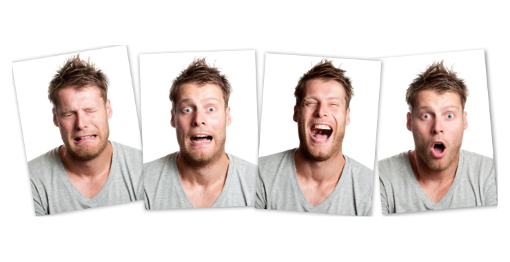 Small images of man showing different emotions
