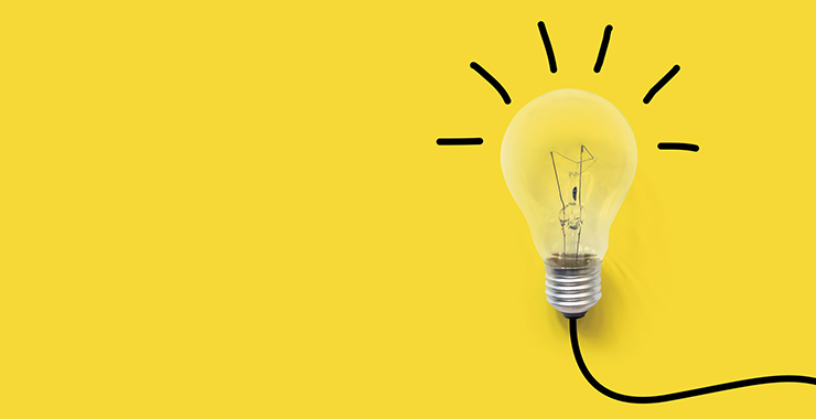 Representation of light bulb turned on.