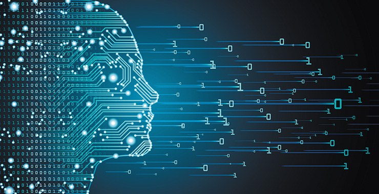 abstract image of a head with binary number overlay