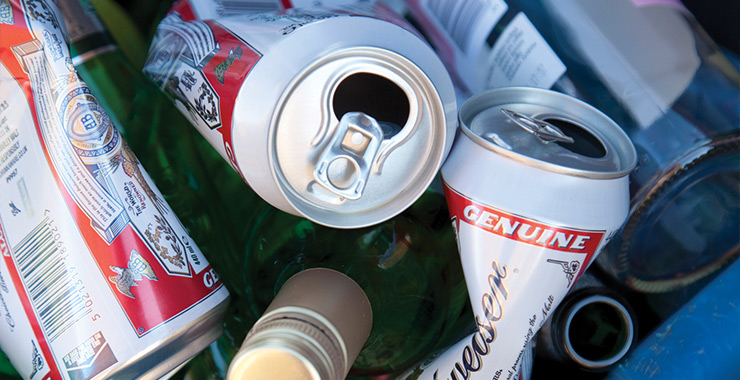 crushed, empty beer cans