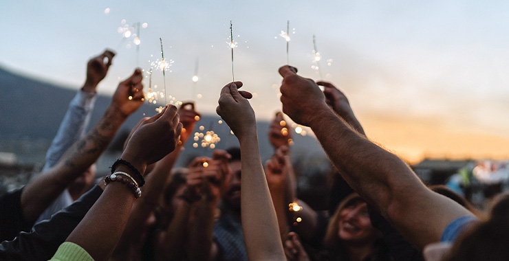 people with sparklers