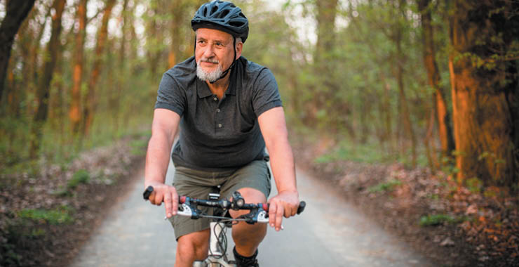 Older man on a bike