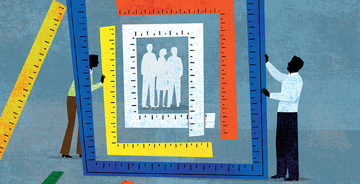 Graphic of people surrounded by rulers