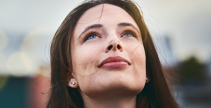 Woman looking like she's contemplating something