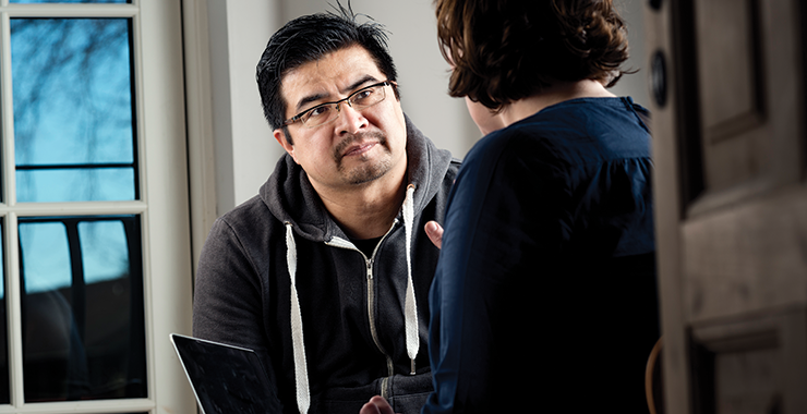 Two people in deep conversation