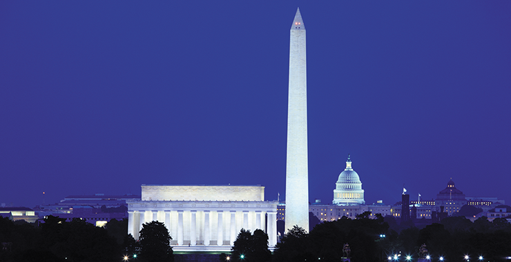 night scene of Washington, D.C.