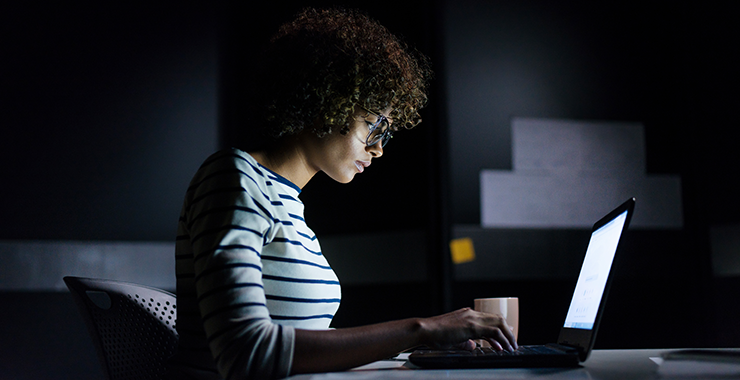 woman working at a laptop