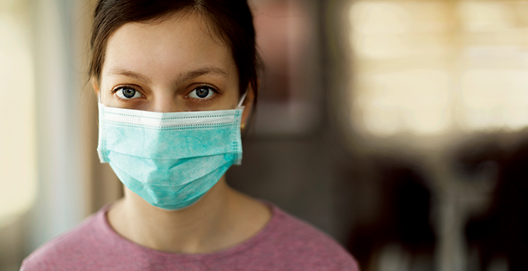 woman wearing a medical face mask