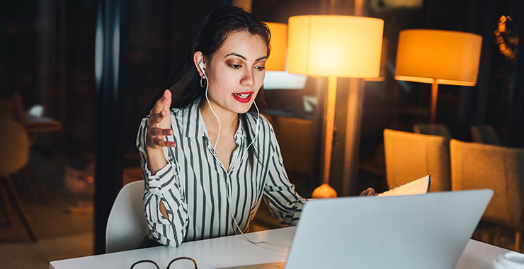 woman having a conversation with someone online