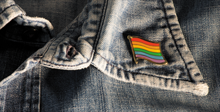 LGBTQ flag on a jean jacket