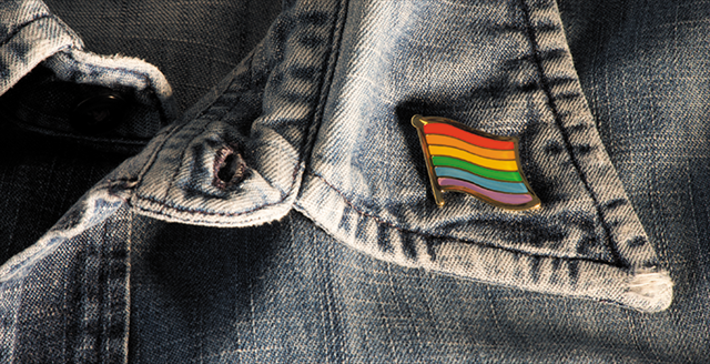 LGBTQ flag on a jean jacket
