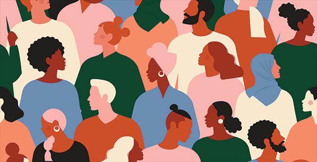 graphic representation of a group of people of various races