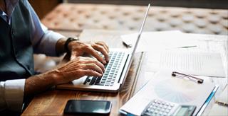 man at a laptop