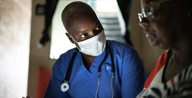 medical personnel wearing a mask