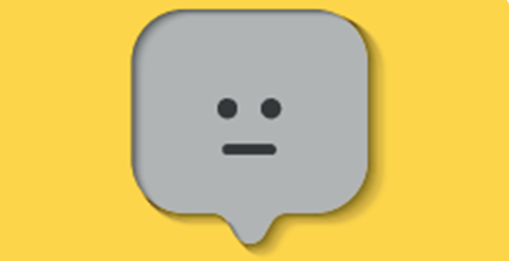 graphic of a simple face inside a conversation bubble