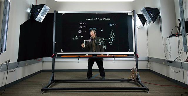 teacher using an interactive board