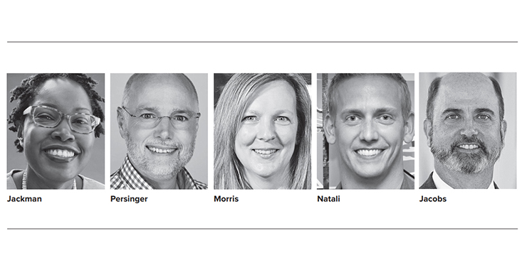 headshots of people highlighted in column